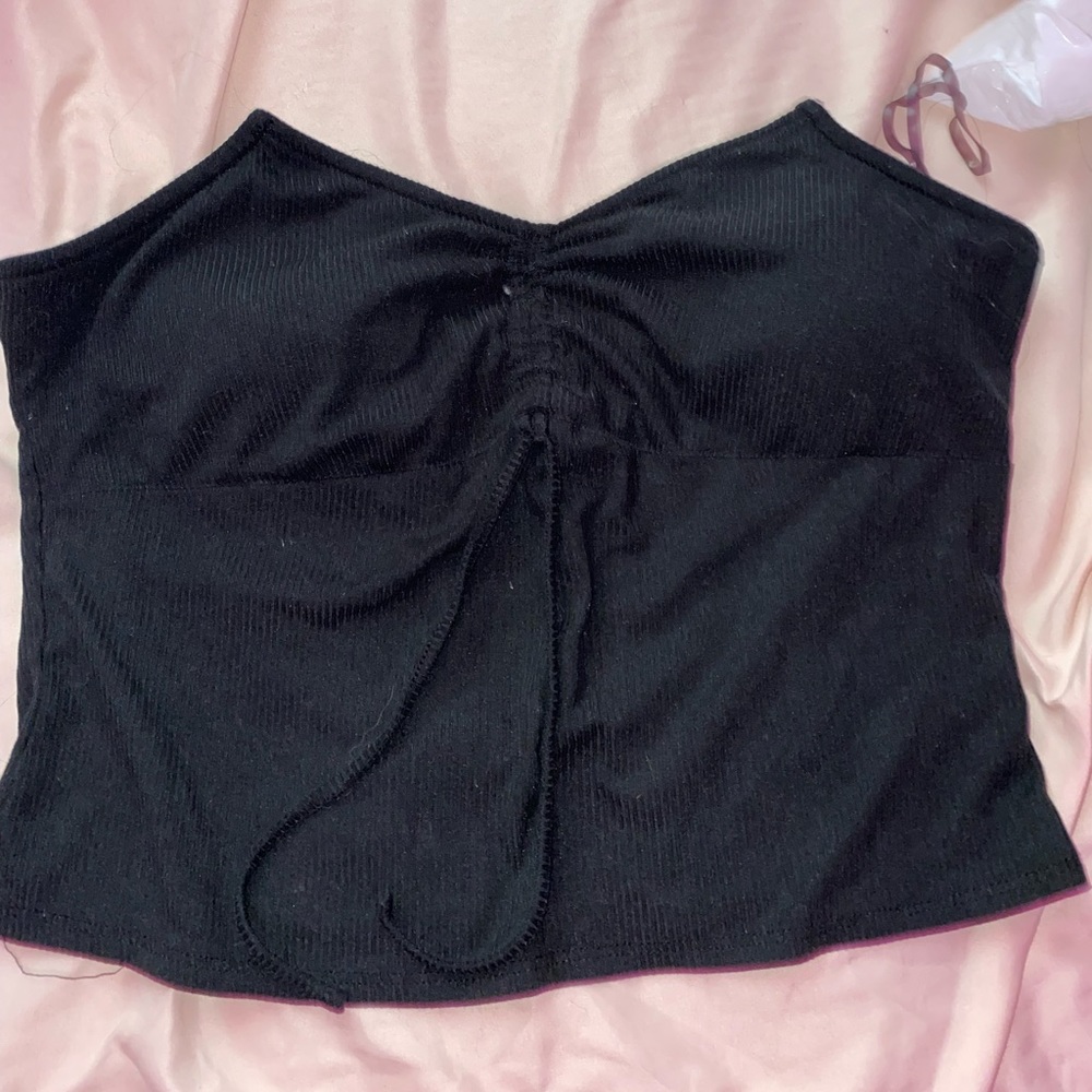 Rutched black tube top
